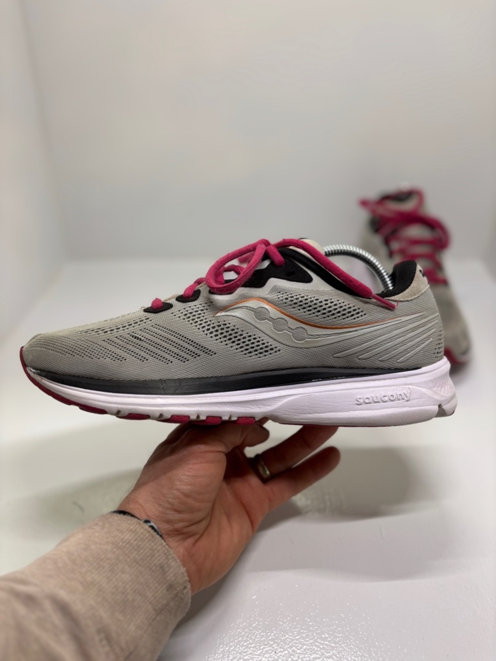 Saucony Ride 14 Womens 10 Running Shoes Fog Cherry Gray Pink S10650-55 - Picture 12 of 14